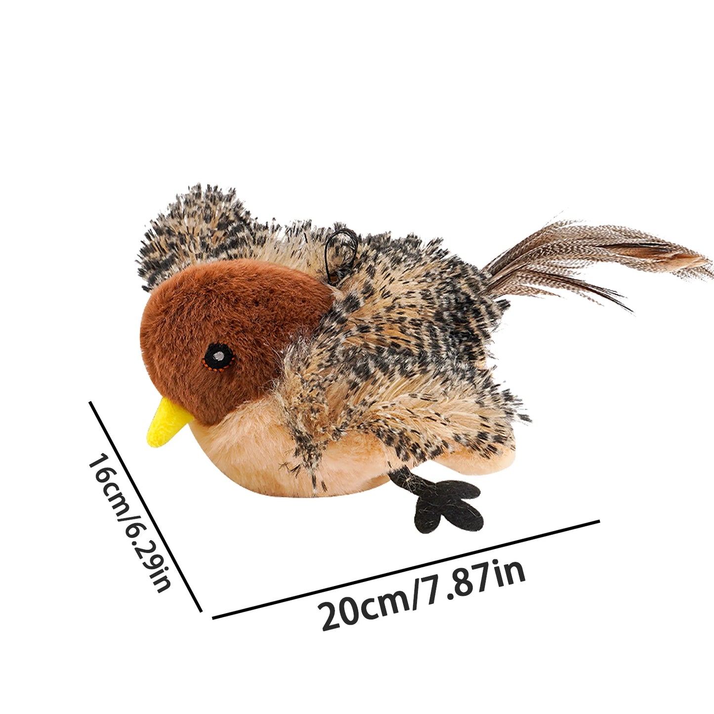 Remote Control Simulated Chirping Bird Toy Plush Interactive Bird Cat Feather Toy Melodys Chaser