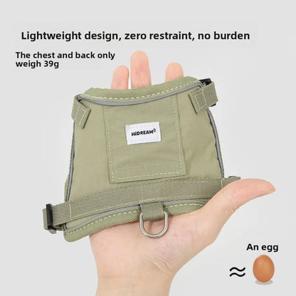 Anti-Escape Cat Vest Harness 39g, GPS Tracker Pocket, Breathable Mesh, Reflective, 130cm Leash for Walking,