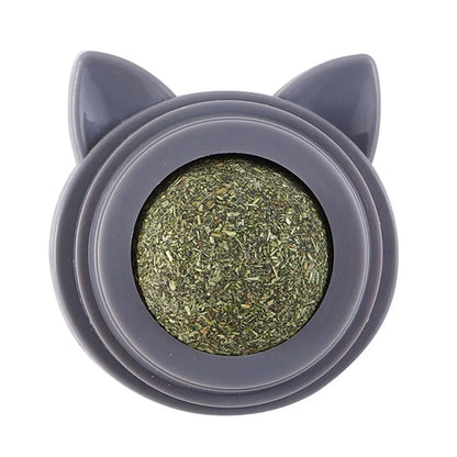 Rotatable Cat Cleaning Toy Self-Adhesive Catnip Energy Ball with Transparent Cover