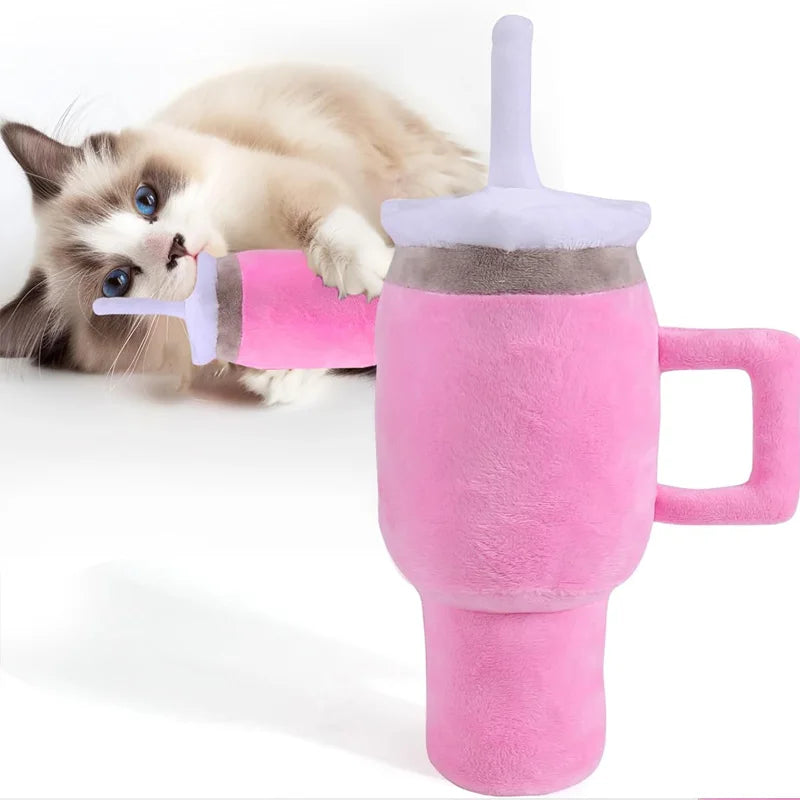 Cute Pink Squeaky Dog Cup Toy - Safety Design Chew Toy for Small/Medium/Large Dogs Exercise & Birthday Accompany