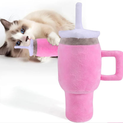 Cute Pink Squeaky Dog Cup Toy - Safety Design Chew Toy for Small/Medium/Large Dogs Exercise & Birthday Accompany
