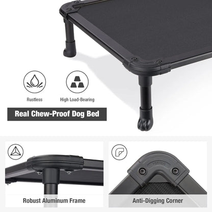 Elevated Cooling Dog Bed - Chew Proof Raised Cot with Rustless Frame & Breathable Mesh, Indoor Outdoor Use