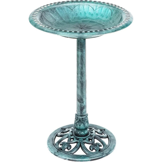28 Inch Height Polyresin Bird Bath Antique Outdoor Garden Decor Vintage Yard Art