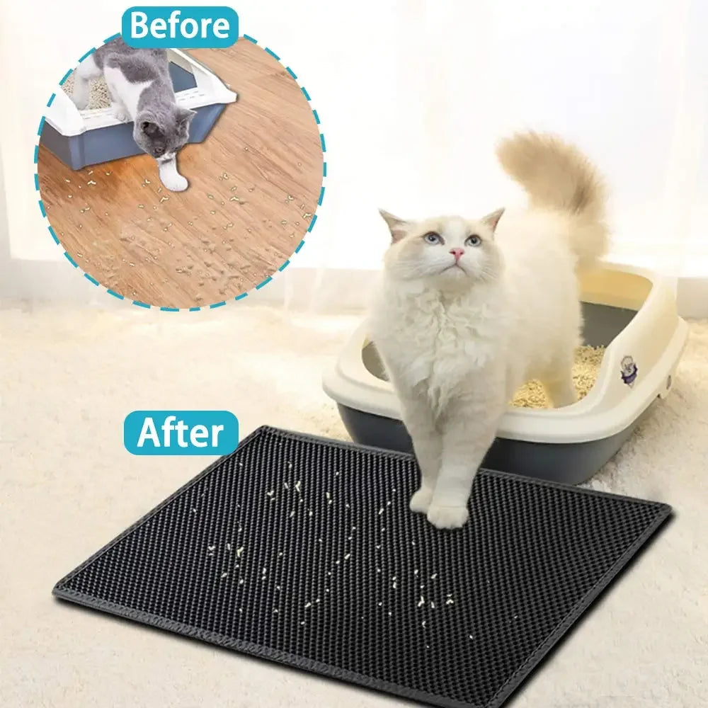 Cat Litter Mat With Gift Double Layer Waterproof Pet Litter Box Mat Non-slip Sand Cat Pad Washable Bed Mat