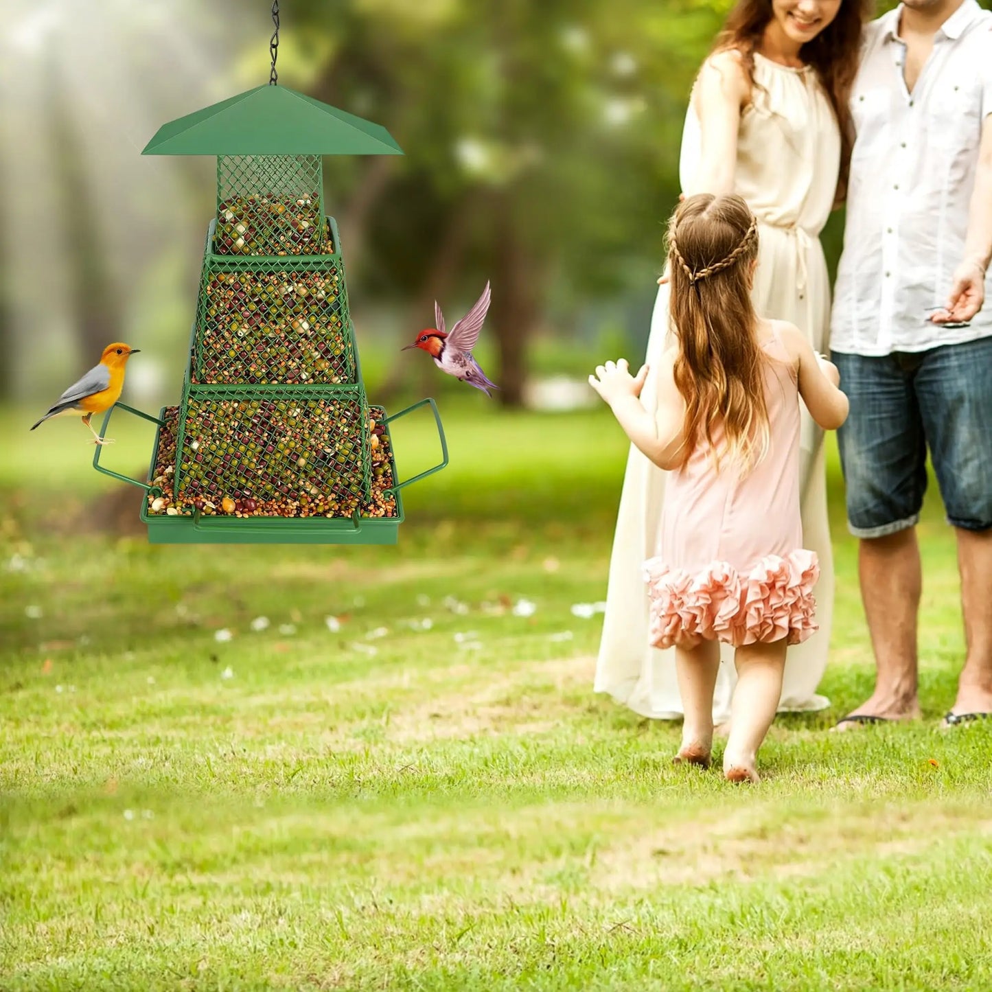 "Seed-Saving" Heavy-Duty Outdoor Bird Feeder - Squirrel Proof, Metal Mesh Design For Cardinals & Wild Birds, Perfect For Garden