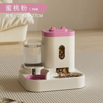 Automatic Feeder Dog Cat Food Bowl With Water Fountain Large Capacity Pet Food Storage Dispenser Container