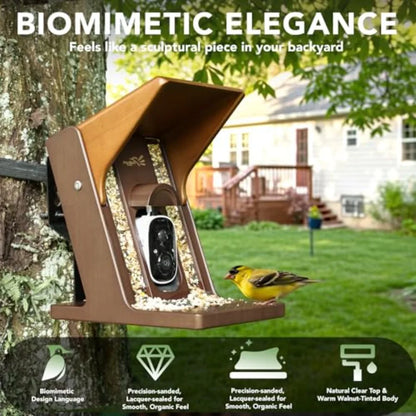 Smart Bird Feeder with Camera Solar Powered - Biomimetic Design 2K Video AI