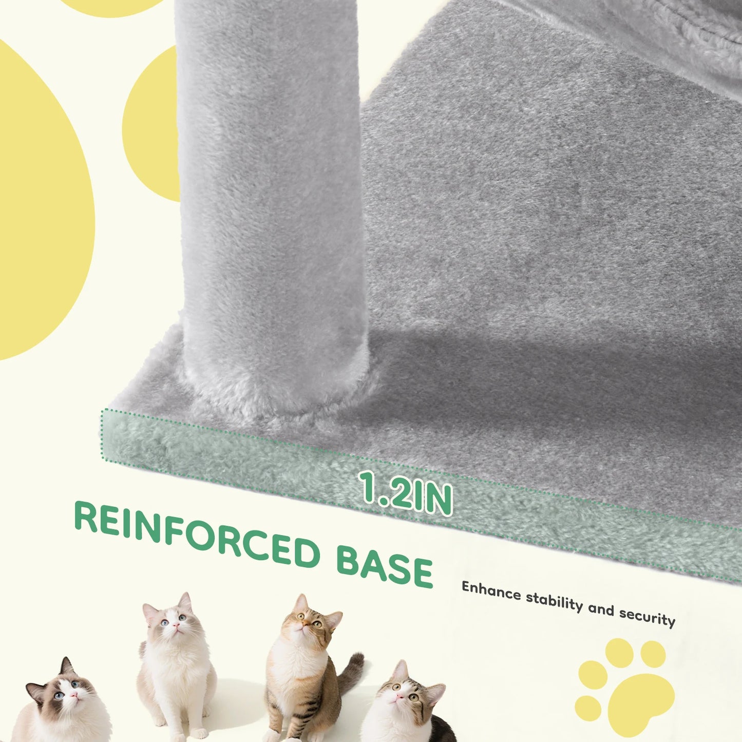 JHK 44In Cat Tree Tall Multi-Cat Climbing Tower, Scratching Posts Stable House for Indoor Cat