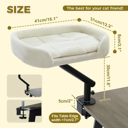 Cat Desk Bed, 360° Rotatable Cat Bed Stand for Indoor Cats, Adjustable Cat Basket, Cats Hammock for Table,