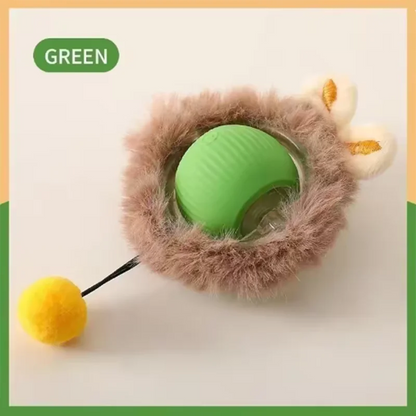 Interactive Self-Play Cat Toys, Automatic Teaser Ball and Rotating Stick, Hands-Free Fun for Kittens