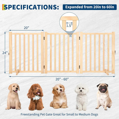 Freestanding Dog Gate, Foldable Pet Gate with Support Feet, Indoor Dog Fence for The House,Doorways, Stairs.