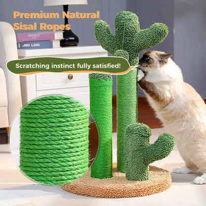 Cat Scratching Post Cactus Cat Scratcher Featuring with 3 Scratching Poles and Interactive Dangling Ball -Large 27 Inches