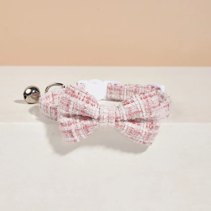 Bow Cat Collar Adjustable Pet Bow Tie Collar with Safety Buckle and Bell Decoration Suitable for Kittens & Puppies