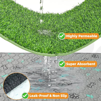 2 Pack 32x38in Washable Dog Grass Pads, Artificial Turf for Puppy Potty Training, Leakproof Reusable