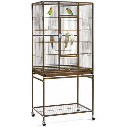 Wrought Iron Standing Large Parrot Parakeet Flight Bird Cage with Stand for Small Parrot Cockatiel Sun Parakeet, Customized