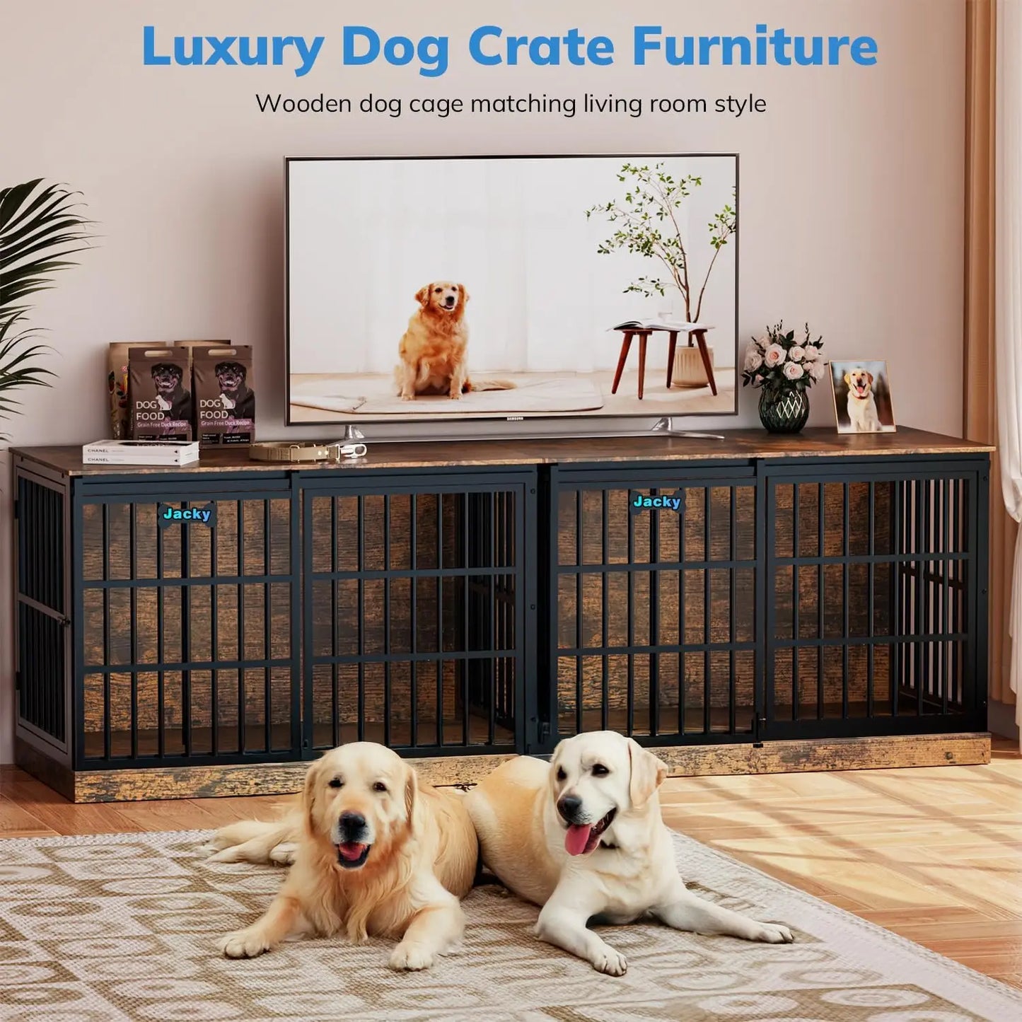 47' Dog Crate Furniture for 1 Dogs, Heavy Duty Indoor Dog Kennel for Medium/Large Dogs