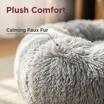 Dog Bed, Calming Soft Anti-Anxiety Donut Cat Bed, Washable Round Fluffy Cushion For Small Medium And Big Pets