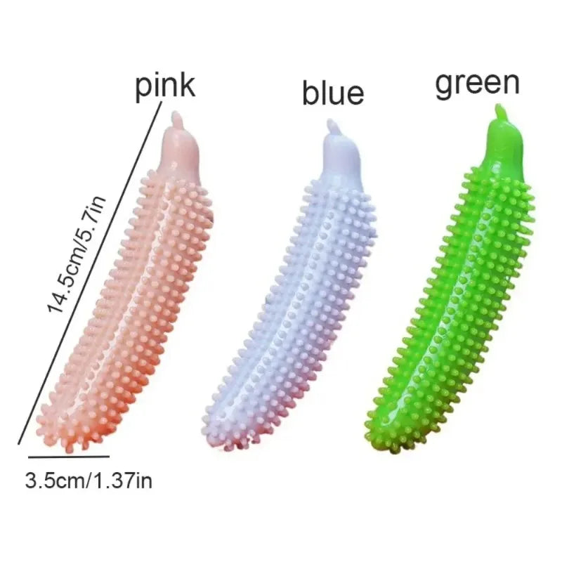 Dog Teeth Grinding Stick Cucumber Shape  Bite Resistant TPE Dog Chew Toy Wear Resistant Pet Molar Stick Teeth Cleaning