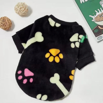 Dog Bone Flannel Winter Warm Sweater Golden Retriever Dog Coats Sweatshirt Puppy Pullover Vest
