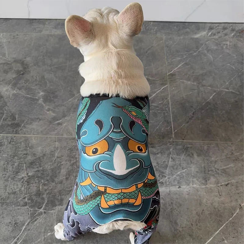 Funny Dog Tattoo Clothes Puppy Spring Clothes Dog Supply Handsome Trend Pet Vest Corgi French Bulldog Printed Dog Clothes Outfit