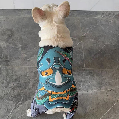 Funny Dog Tattoo Clothes Puppy Spring Clothes Dog Supply Handsome Trend Pet Vest Corgi French Bulldog Printed Dog Clothes Outfit
