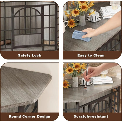 corner dog crate furniture, 52 inch large dog kennel indoor wooden end table, modern dog cage decorative pet house