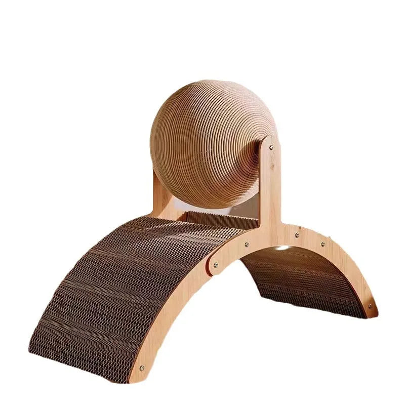 2 In 1 Wooden Cat Scratching Ball Sisal Scratch Board Durable Grinding Paw Toy Solid Wood Scraper
