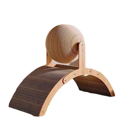 2 In 1 Wooden Cat Scratching Ball Sisal Scratch Board Durable Grinding Paw Toy Solid Wood Scraper