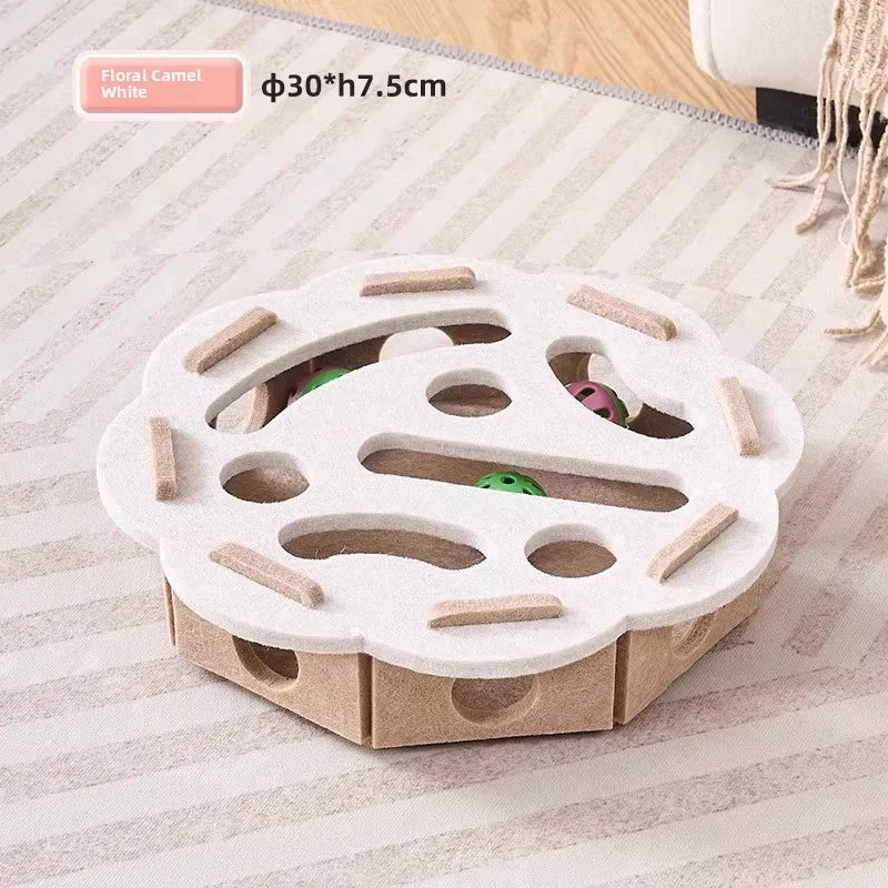 Cat Toy Felt Puzzle Box Exercise Toy With Ball Indoor Sports Entertainment Hunting Cat