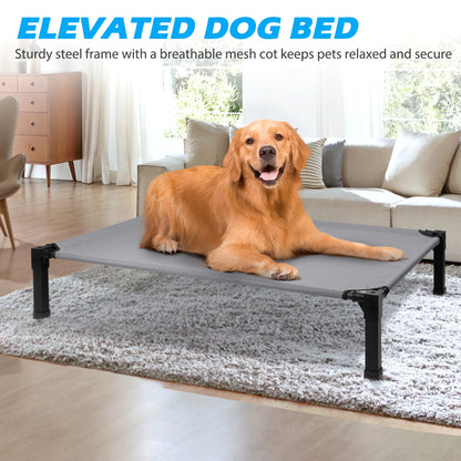 Elevated Dog Bed, Cooling Raised Pet Cot with Chew Proof Washable Breathable Mesh and Metal Frame, Portable.