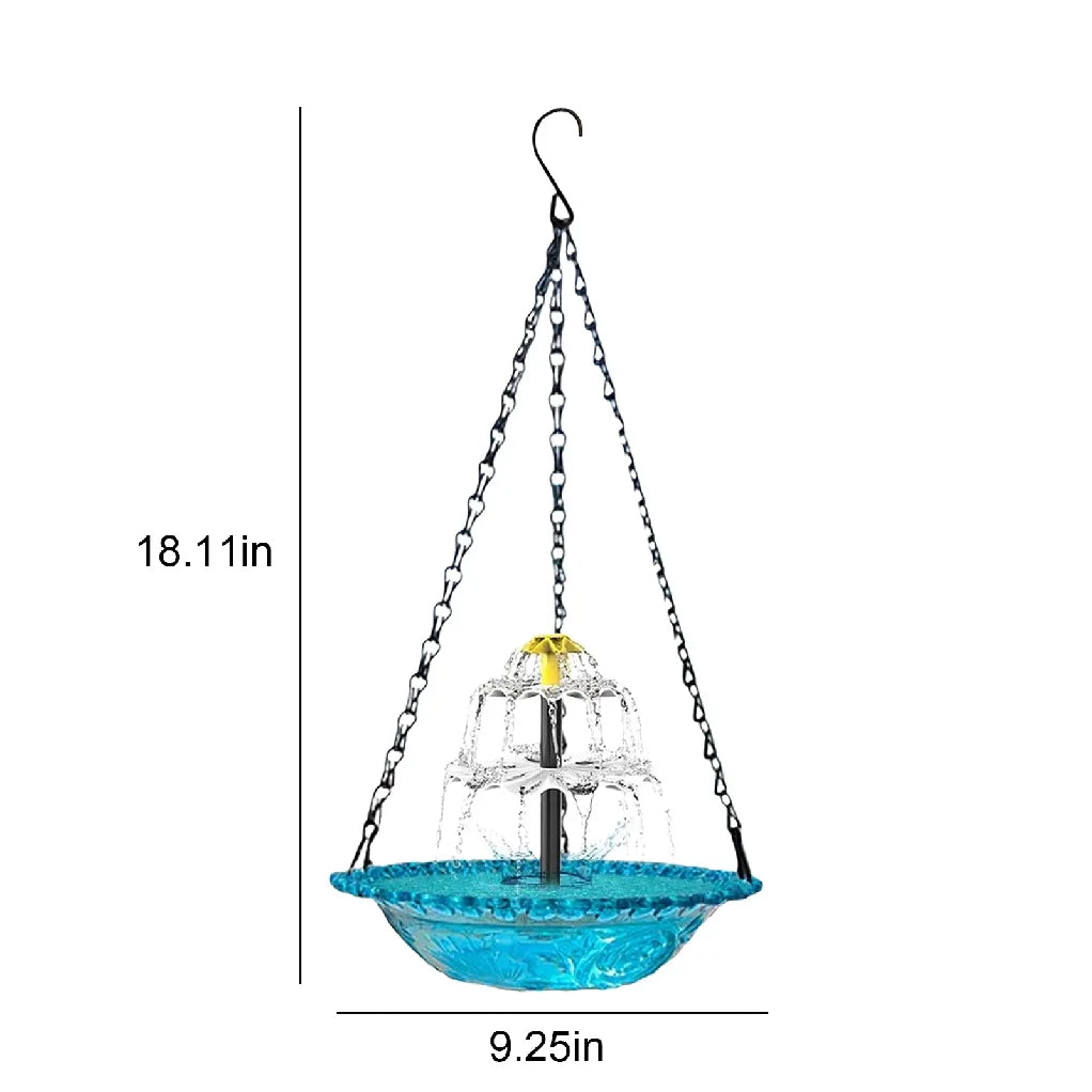 Bird Feeder Hanging Bird Bath with Fountain Outdoor Bird Drinking Tray with Hook for Garden Backyard Yard Patio Wildlife Feeder