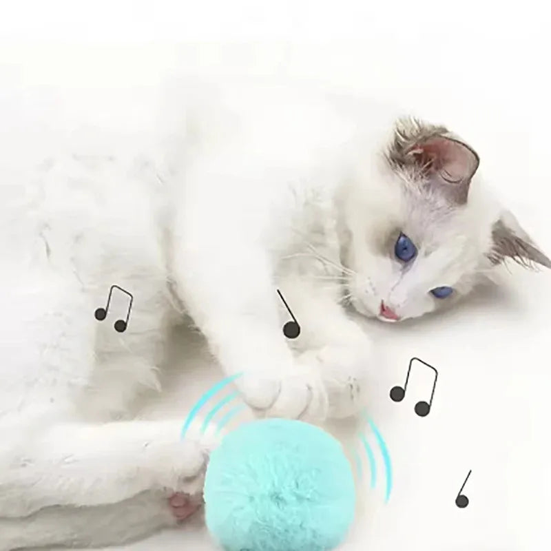 Plush Interactive Ball Cat Toy Electric Sound Catnip Training Touch Sounding Pet Product Squeak Ball Fluffy Toys