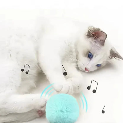 Plush Interactive Ball Cat Toy Electric Sound Catnip Training Touch Sounding Pet Product Squeak Ball Fluffy Toys