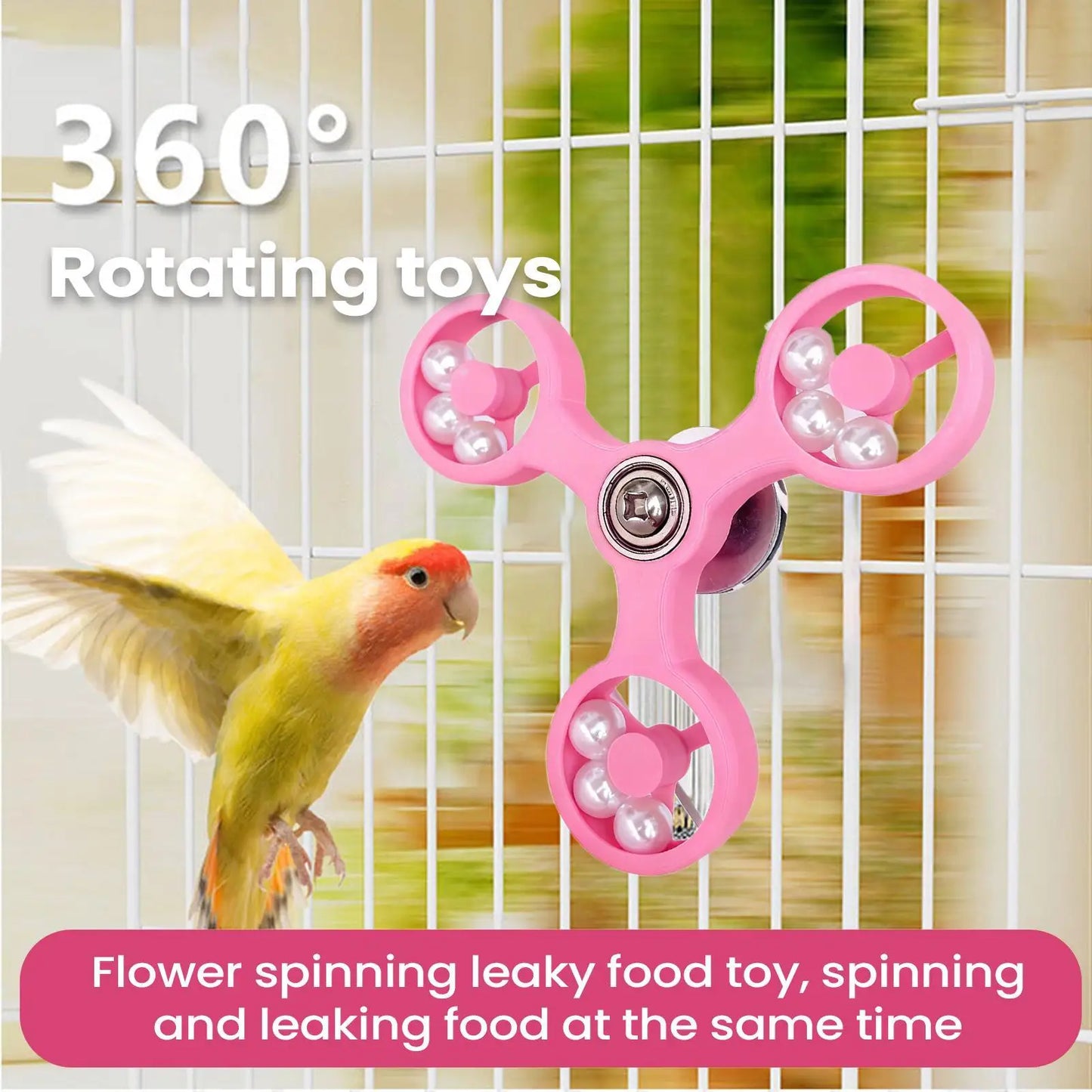 Bird Toys Interactive Rotating Spinner Wheel Cage Accessories for Cockatiel Conure Parakeet Budgie Parrot Mental Enrichment Play