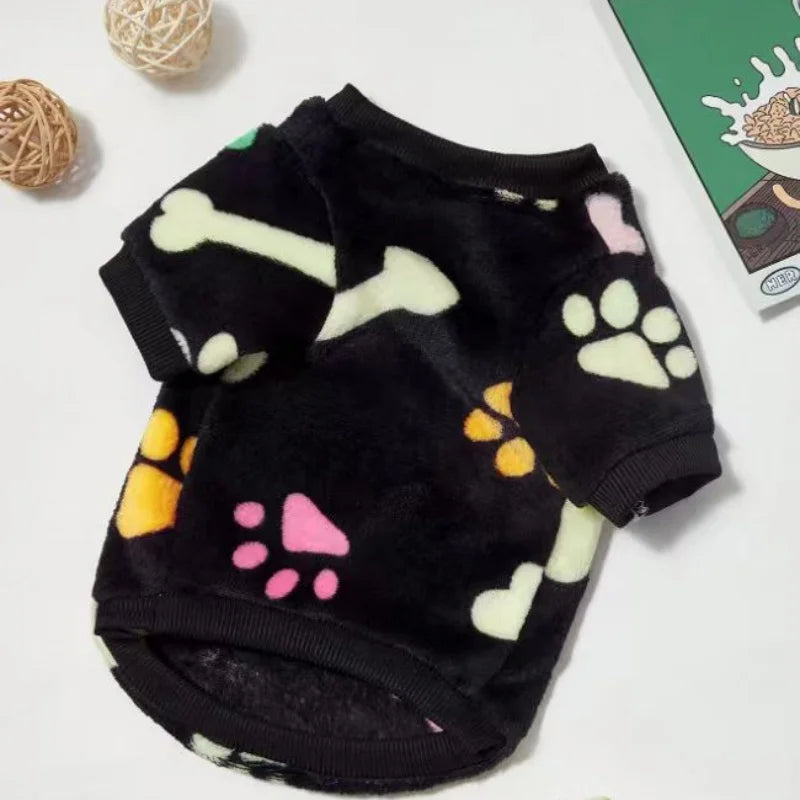 Dog Bone Flannel Winter Warm Sweater Golden Retriever Dog Coats Sweatshirt Puppy Pullover Vest