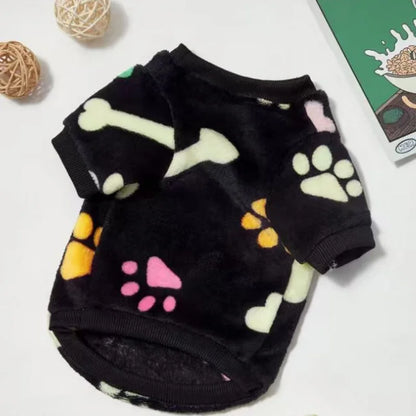 Dog Bone Flannel Winter Warm Sweater Golden Retriever Dog Coats Sweatshirt Puppy Pullover Vest