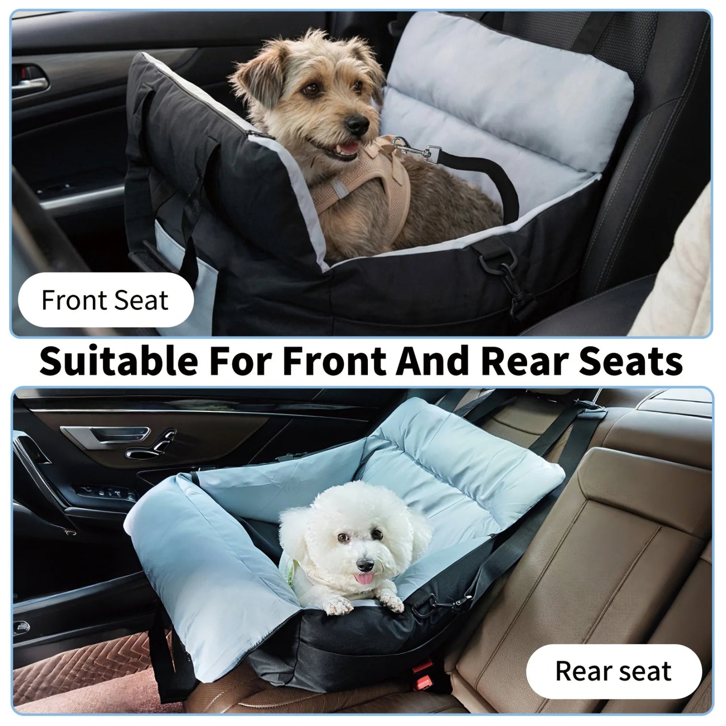 Dog Car Seat for Small Dogs Washable Pet Booster with Safety Belt Puppy Travel Carrier Bed Black/Green up to 22 lbs