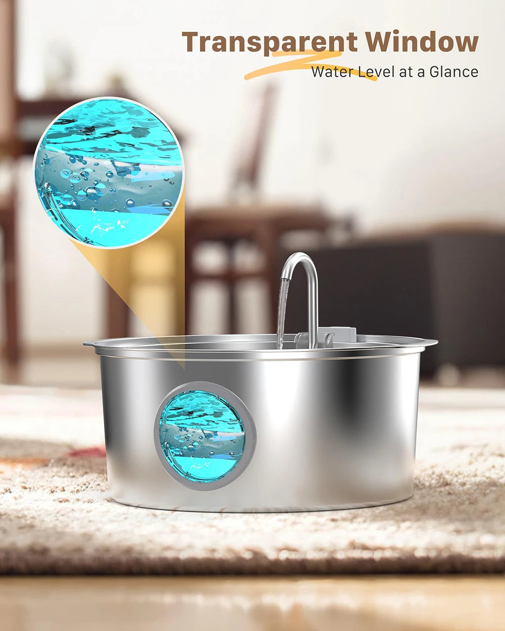 7L/236oz Large Capacity Pet Water Fountain 304 Stainless Steel Cat Water Fountain Ultra Quiet Pet Water Dispenser for Cats Dogs Automatic Drinking Bowl with Filter 24/7 Fresh Filtered Water Bowl（No 5V 1A Plug）