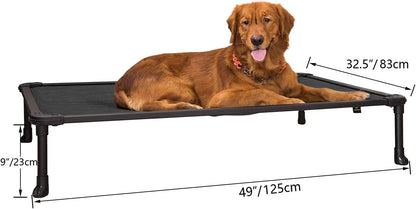 Elevated Cooling Dog Bed - Chew Proof Raised Cot with Rustless Frame & Breathable Mesh, Indoor Outdoor Use