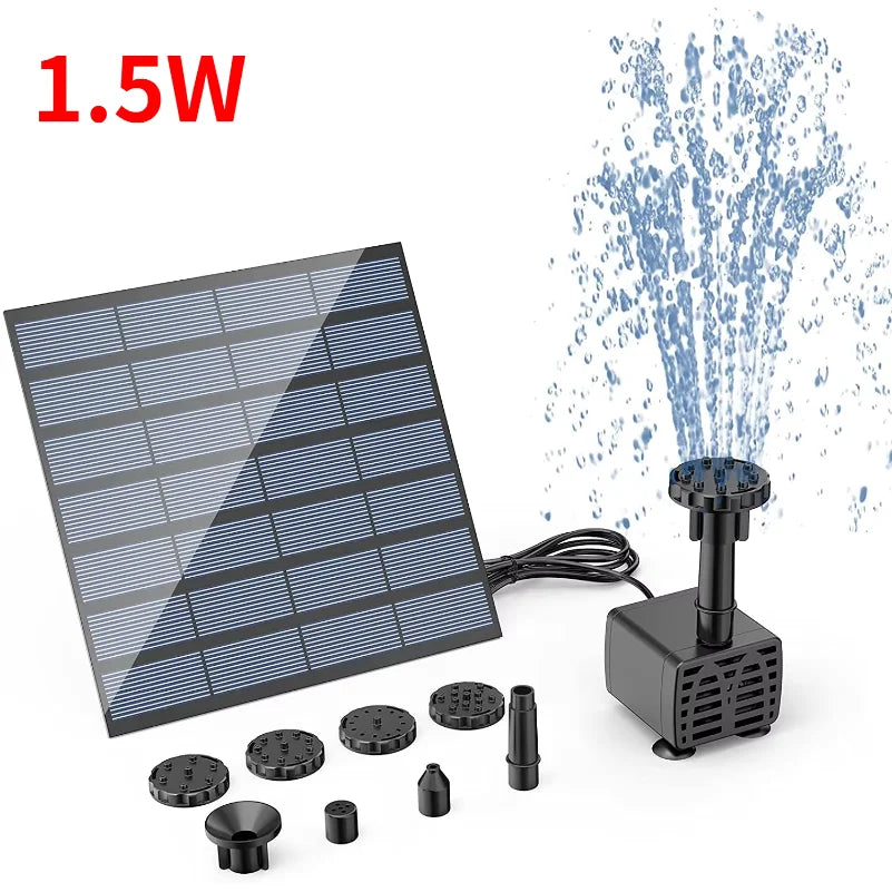 2.5W Solar Fountain Split Design with 6 Fountains and 4-foot Water Pipes for Outdoor Garden Solar Fountain Water Pump Decoration