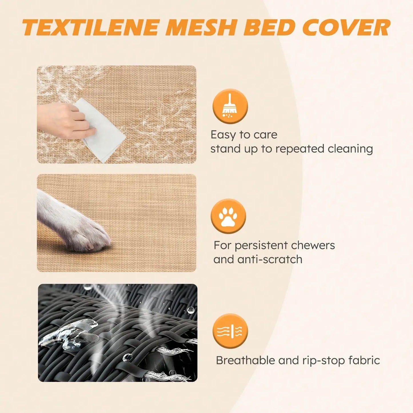 Upgraded Elevated Dog Bed- Portable Outdoor Dog Cot For Large Pets, Stable Anti-Slip Feet,Breathable Mesh, Easy Assembly For Camping, Beach, Patio, Indoor outdoor.