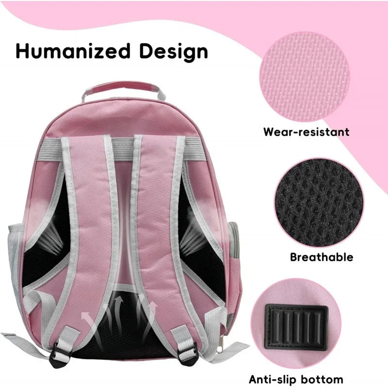 Portable Pink Pet Backpack Travel Cat Carrier Bag Comfortable Breathable Design for Small Animals on the Go