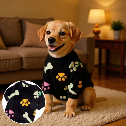Dog Bone Flannel Winter Warm Sweater Golden Retriever Dog Coats Sweatshirt Puppy Pullover Vest