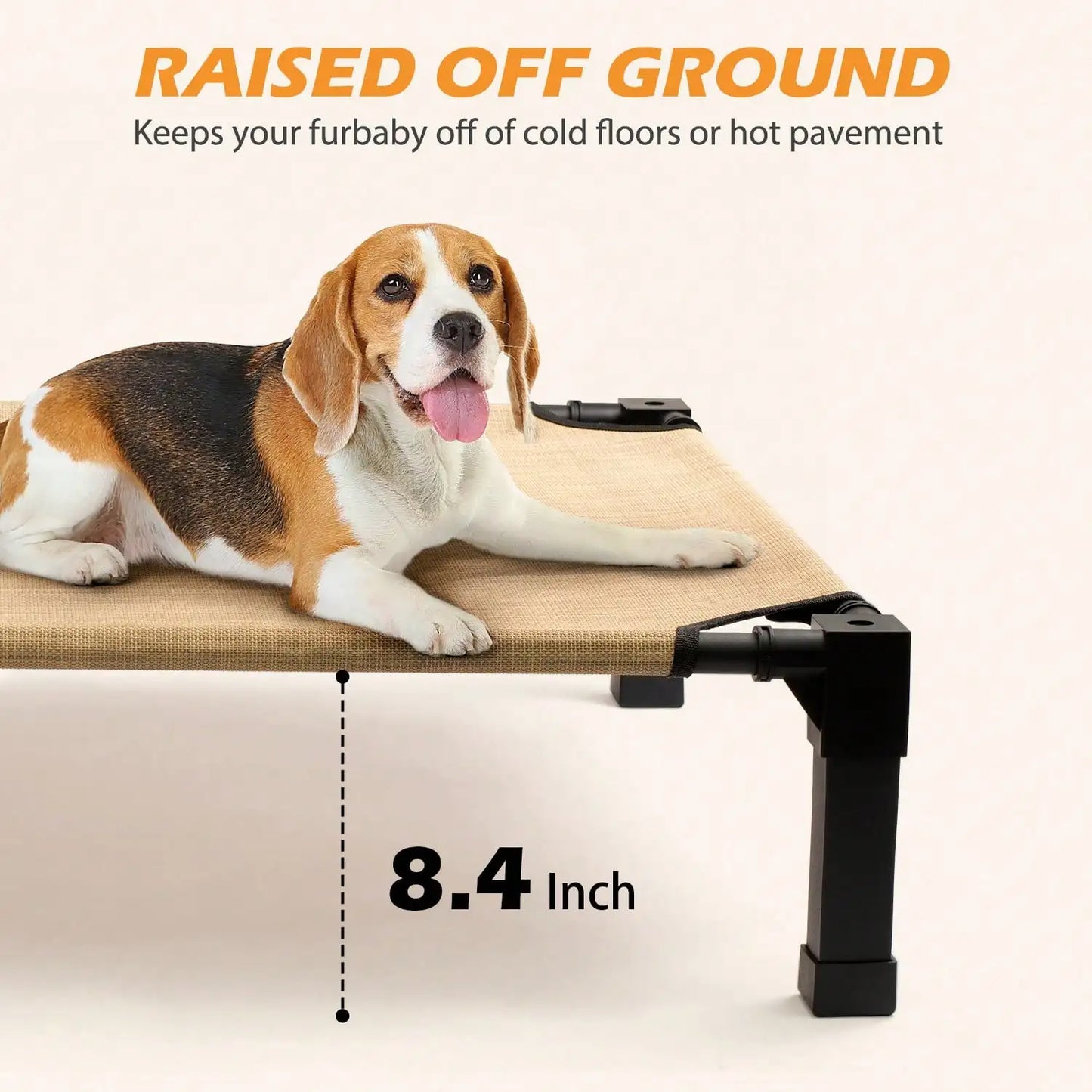 Upgraded Elevated Dog Bed- Portable Outdoor Dog Cot For Large Pets, Stable Anti-Slip Feet,Breathable Mesh, Easy Assembly For Camping, Beach, Patio, Indoor outdoor.