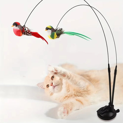 Interactive Cat Wand - Non-slip suction cup base and double-locking grip design, no batteries required, suitable for indoor