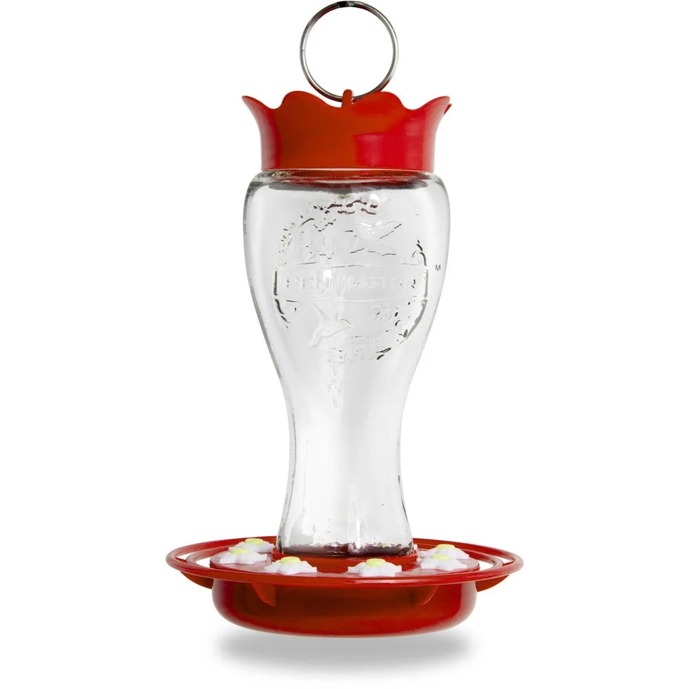 Glass Hummingbird Feeder Bee Resistant Ant Moat Easy Clean Dishwasher Safe Durable Outdoor Decor Attractive Nectar Feeder 16oz