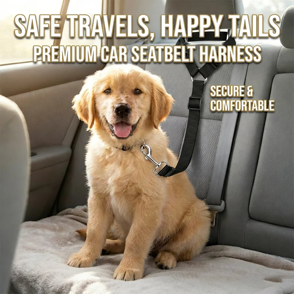Adjustable 2-in-1 Pet Car Seat Belt Leash Nylon Dog Cat Safety Harness for Travel 20cm