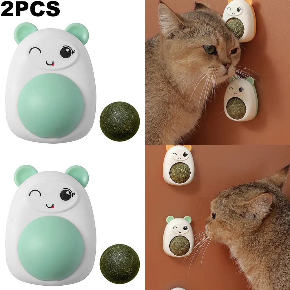 2Pcs Plastic Catnip Ball Replaceable Rotatable for Pet Health Supplies (Green Hamster)
