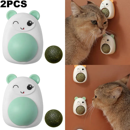 2Pcs Plastic Catnip Ball Replaceable Rotatable for Pet Health Supplies (Green Hamster)