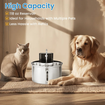 3.5L Stainless Steel Cat Sensor Water Fountain Wireless Smart Automatic Pet Water Dispenser For Cat Dog